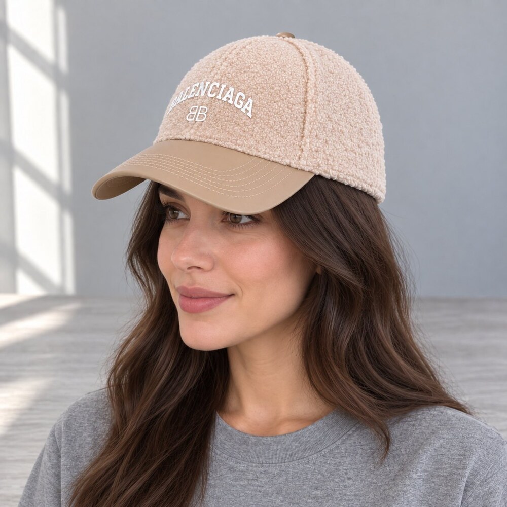 Balenciaga Teddy Leather Beige Cap - Picture 3 of 6